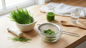 how to make a wheatgrass shot without a juicer