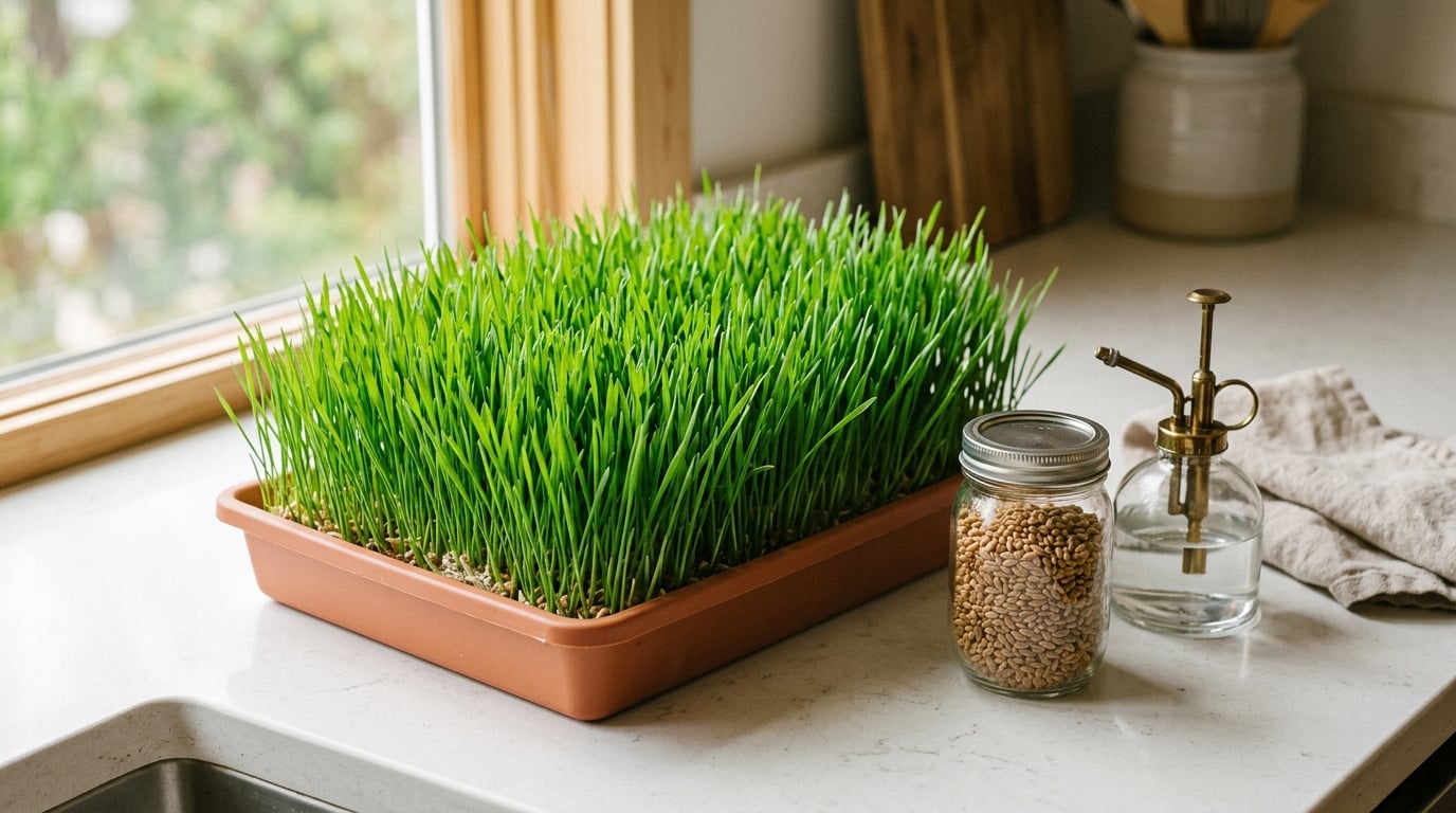 how to grow wheatgrass at home in a tray