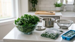 how to freeze spinach and kale for smoothies