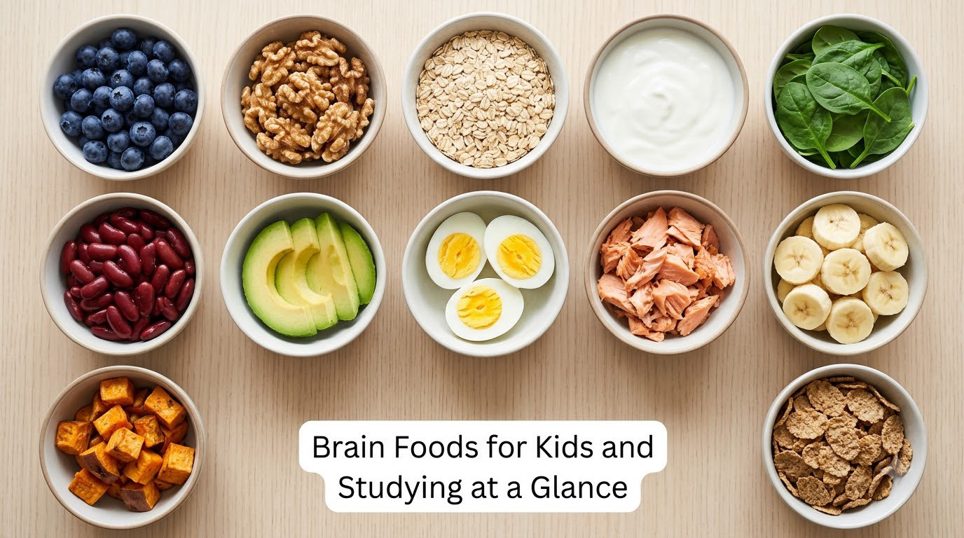 Brain Foods for Kids and Studying at a Glance