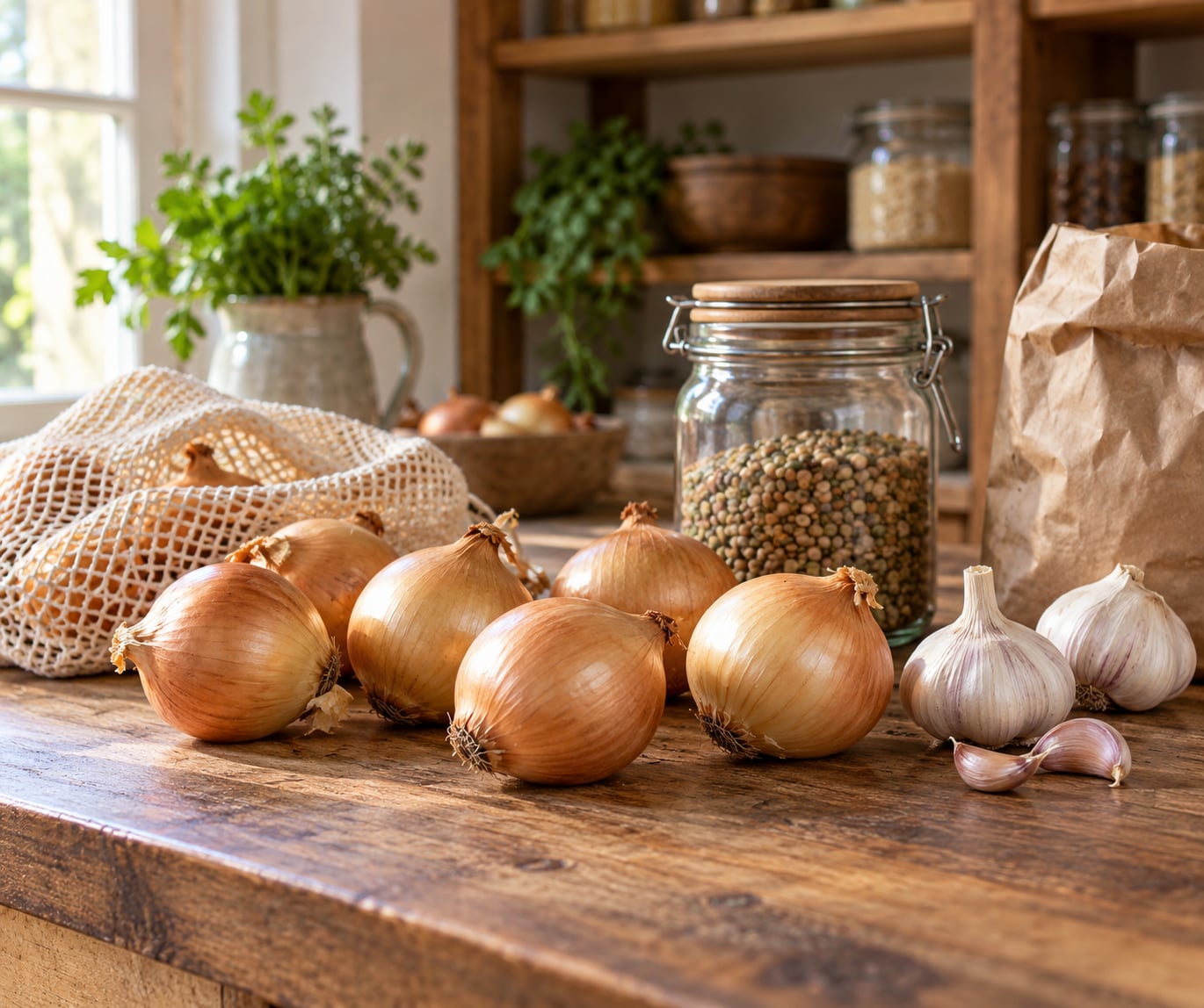 how to store onions and garlic at home