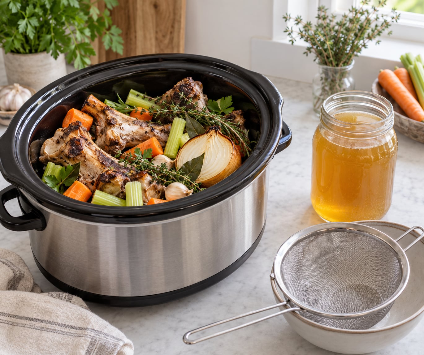 how to make homemade bone broth in a slow cooker