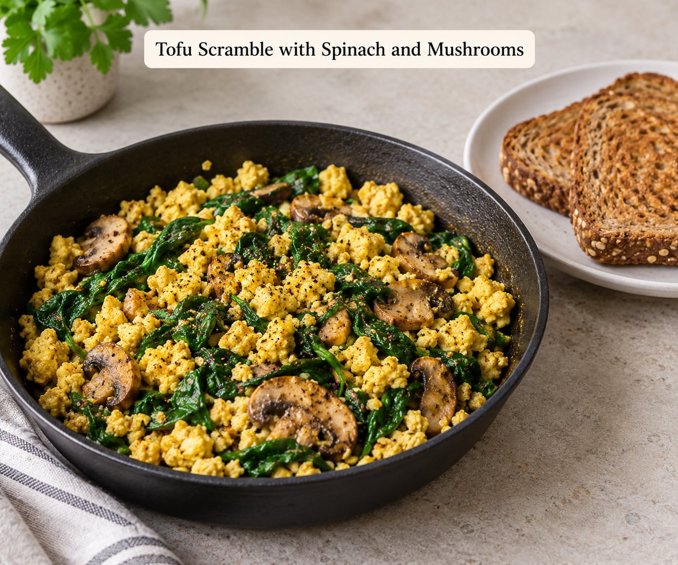 Tofu Scramble with Spinach and Mushrooms
