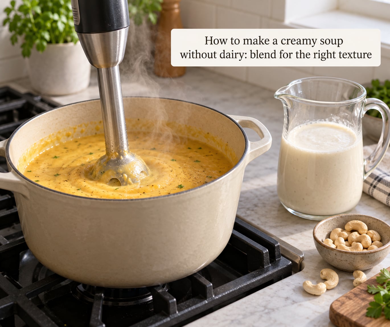 How to make a creamy soup without dairy: blend for the right texture