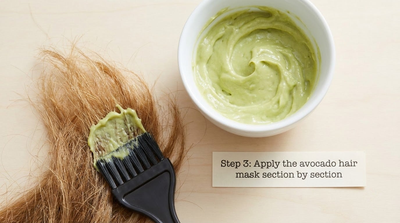 Step 3: Apply the avocado hair mask section by section