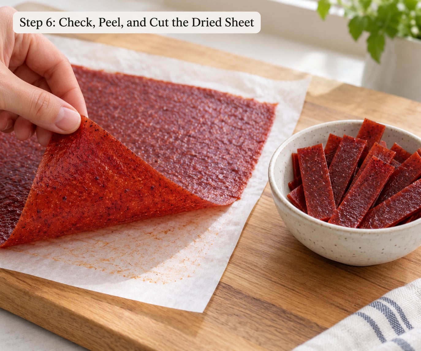 Step 6: Check, Peel, and Cut the Dried Sheet