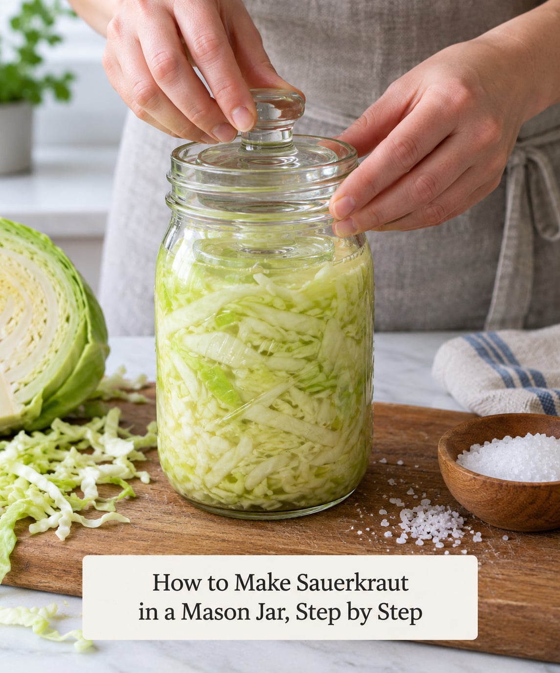 How to Make Sauerkraut in a Mason Jar, Step by Step