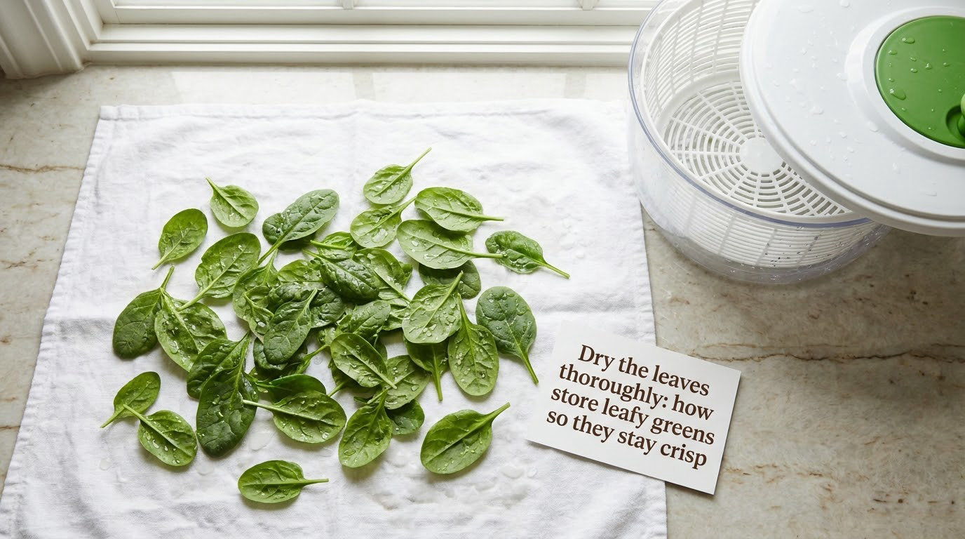 Dry the leaves thoroughly: how to store leafy greens so they stay crisp