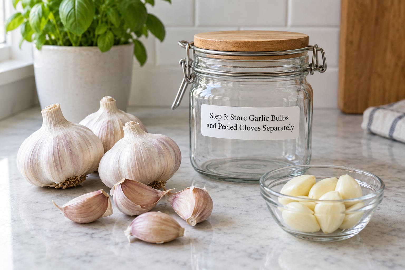 Step 3: Store Garlic Bulbs and Peeled Cloves Separately