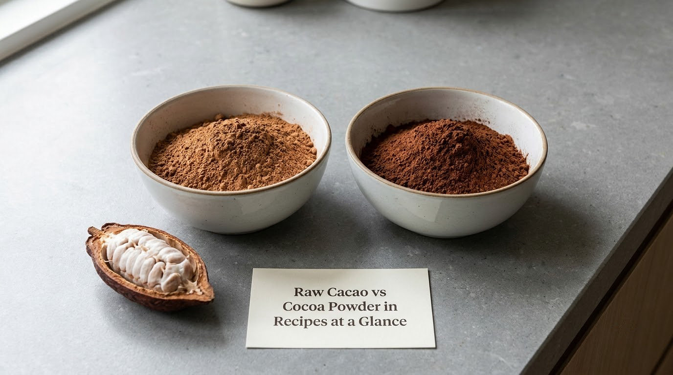 Raw Cacao vs Cocoa Powder in Recipes at a Glance